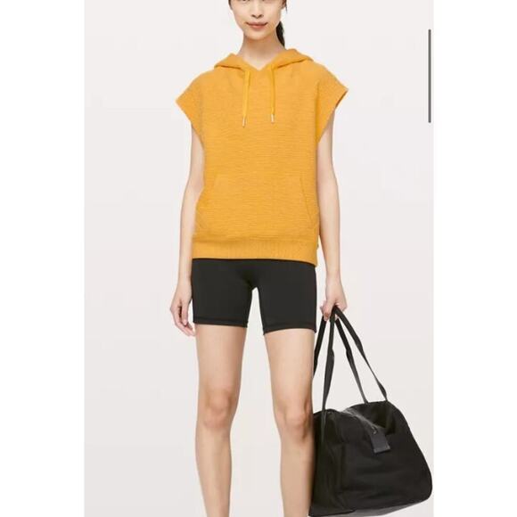 lululemon Womens Easy Going Hoodie Sleeveless Gold Hooded Size 10 Relaxed Fit - Picture 4 of 12